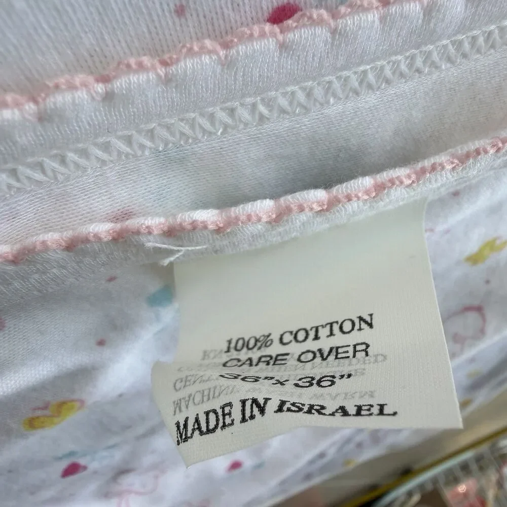 Vintage Lacoste Baby Blanket Cotton 80’s / 90’s Nursery Bunnies Cottagecore